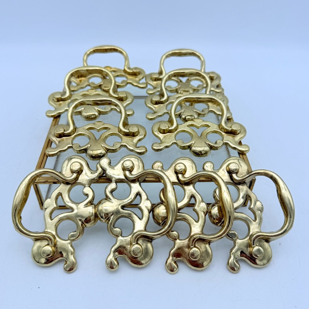 10x vintage brass drawer door knobs | gold brass doorknobs | furniture hardware